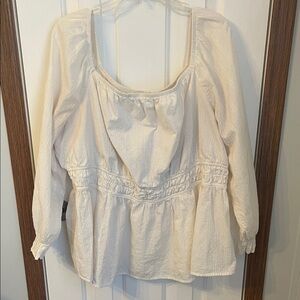 torrid Cream Peasant Top with Smocked Baby doll